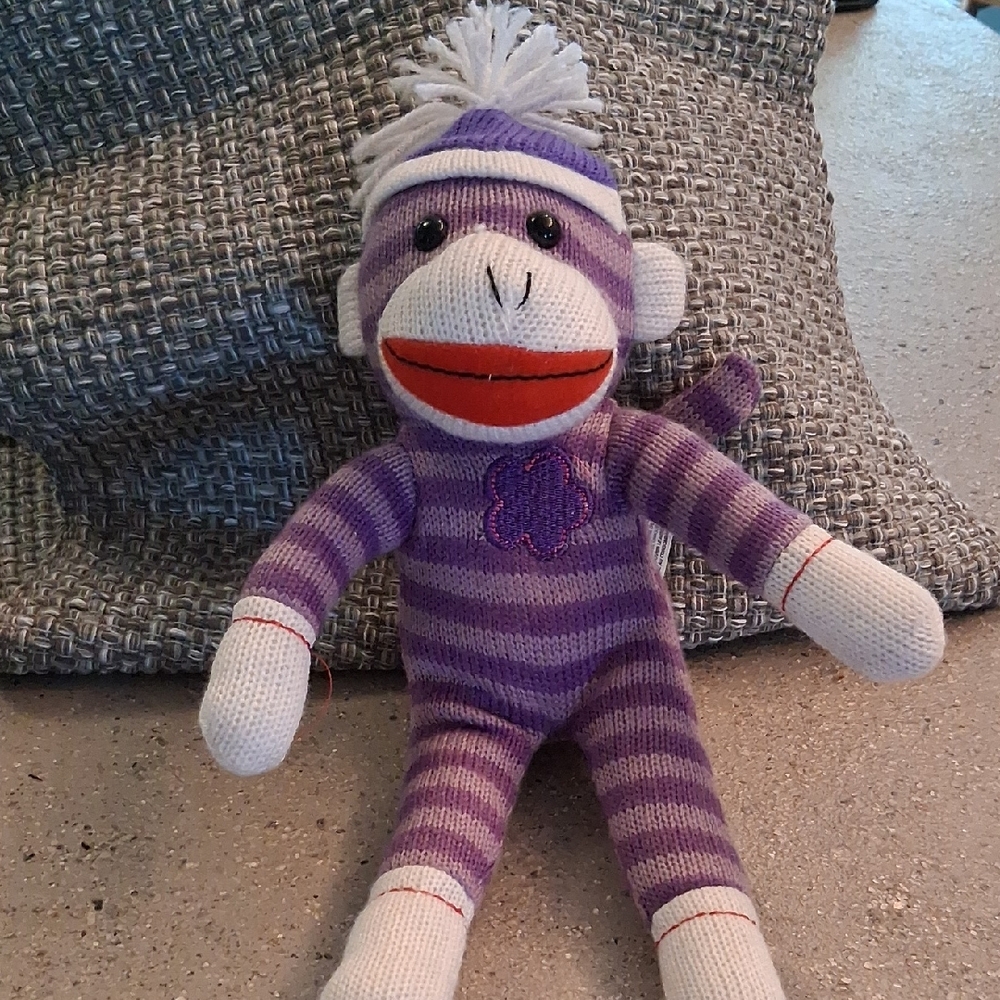 Fiesta Purple and White Striped Sock Monkey